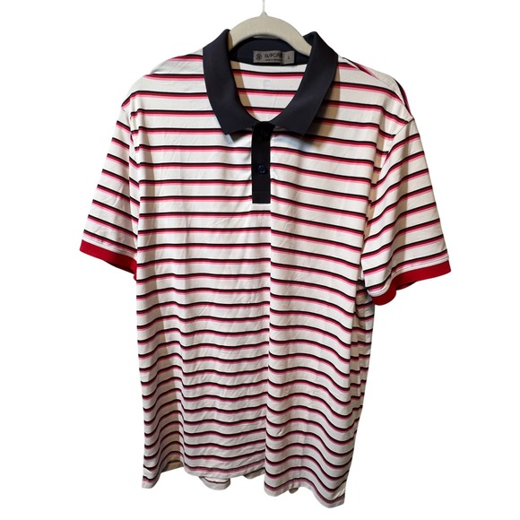 G/FORE Golf Polo Shirt Mens L Striped Short Sleeve Skull & Crossbones Golfing - Picture 1 of 10